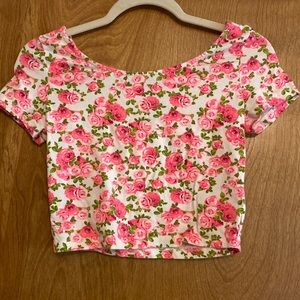 Hot pink floral crop top